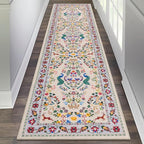 HEBE Washable Hallway Runner Rug 2'x 8' Non Slip Kitchen Rugs Runner,Low Pile Entryway Rug Laundry Room Mat Floral Carpet Runners for Hallways, Kitchen,Bathroom,Laundry,Bedside Rug