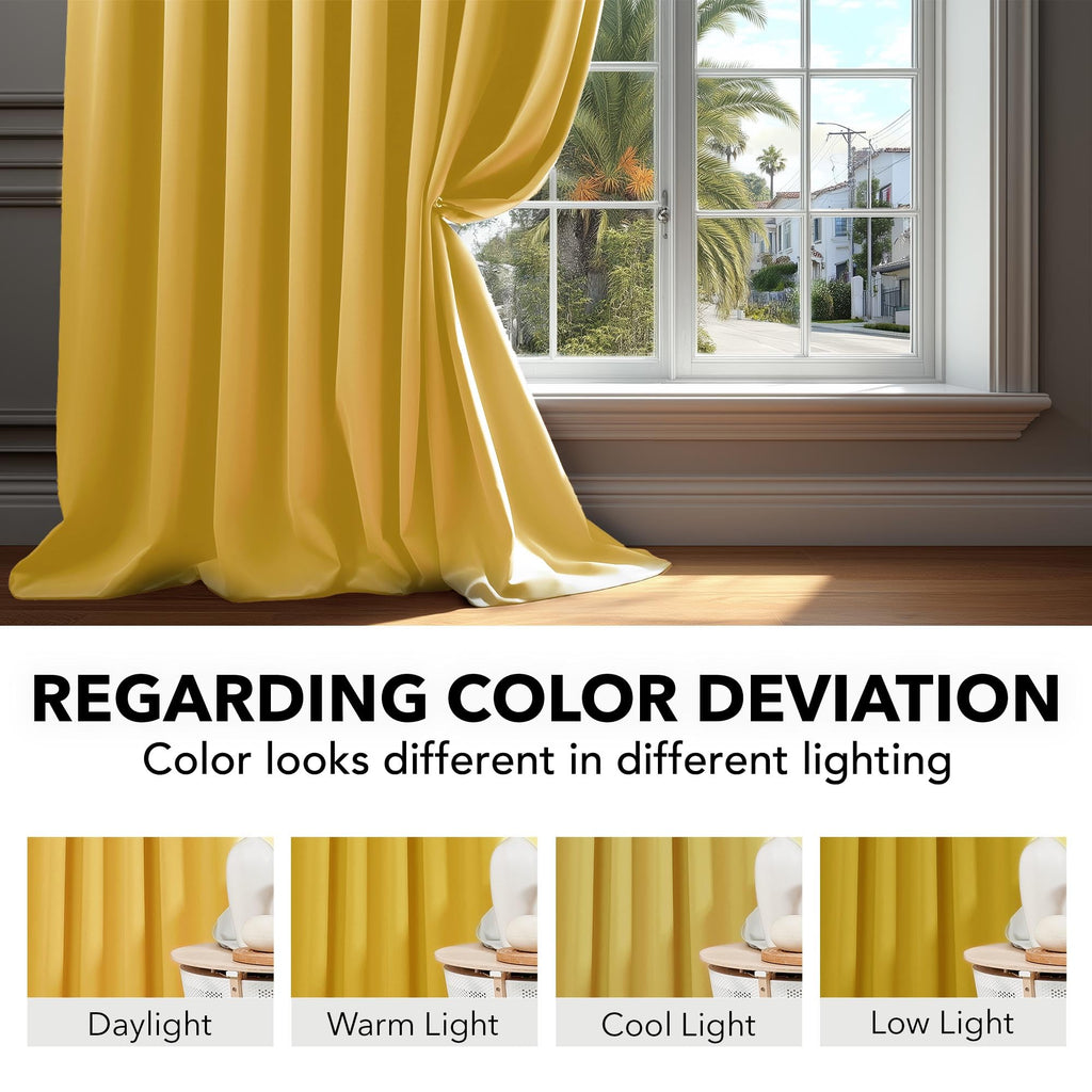 Deconovo Rod Pocket and Back Tab Blackout Curtains for Living Room Thermal Insulated Room Darkening Curtains 42Wx95L Inch Mellow Yellow 2 Panels