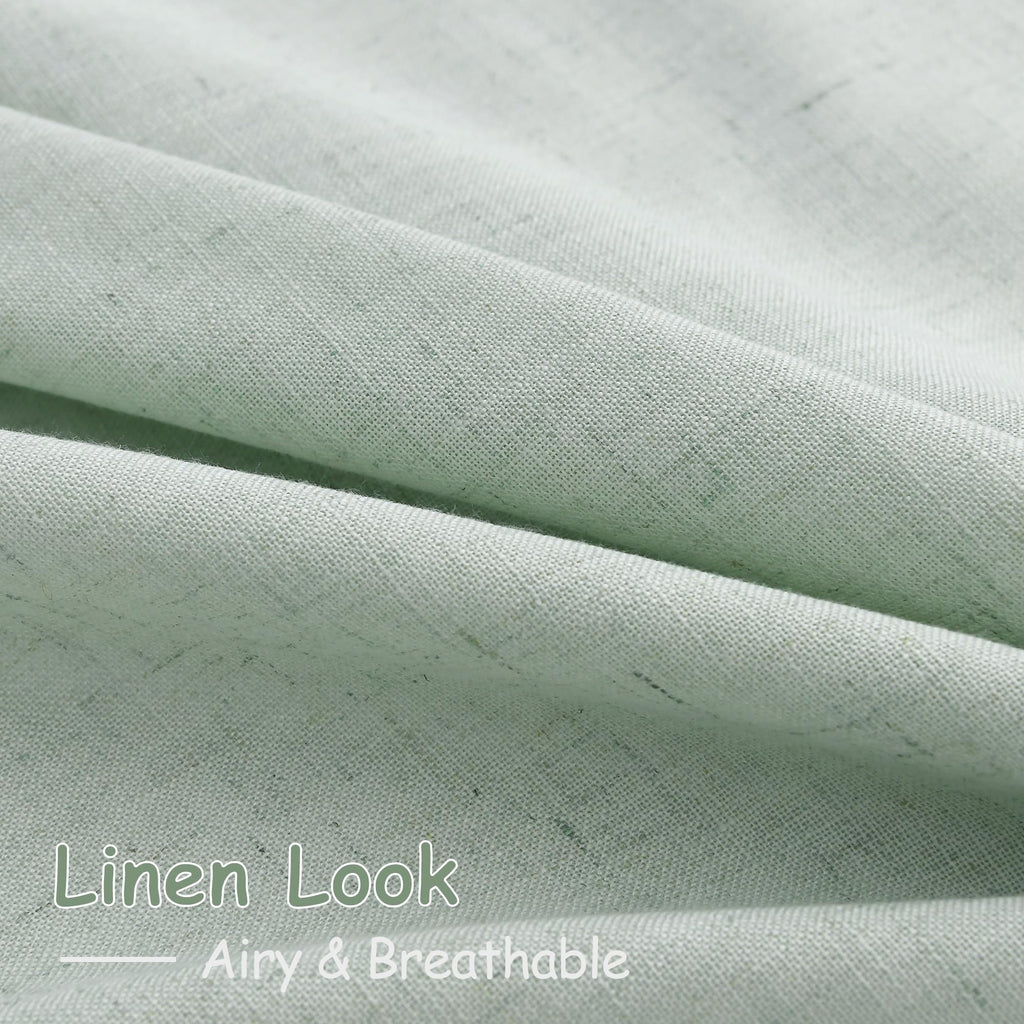 Nanspring Aqua Green Linen Curtains 108 Inches Long for Living Room Bedroom 2 Panels Set Extra Long Back Tab Curtain Light Filtering Sheer Drapes Floor to Ceiling Curtain for Large Windows 52x108