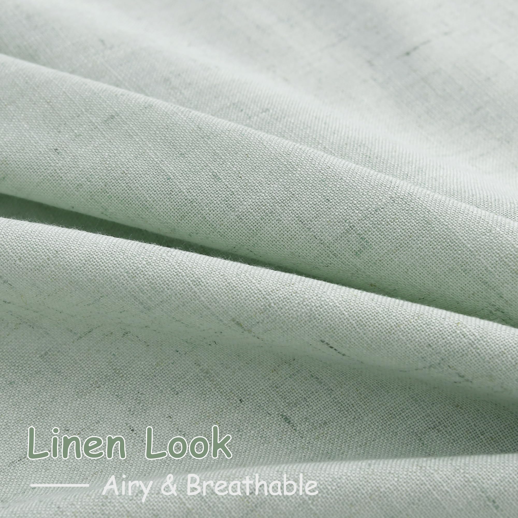 Nanspring Aqua Green Linen Curtains 108 Inches Long for Living Room Bedroom 2 Panels Set Extra Long Back Tab Curtain Light Filtering Sheer Drapes Floor to Ceiling Curtain for Large Windows 52x108