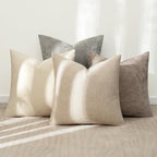 MIULEE Pack of 4 Couch Throw Pillow Covers 20x20 Inch Neutral Beige/Brown Soft Decorative Chenille Pillow Covers Farmhouse Accent Cushion Covers for Boho Spring Home Decor Sofa Bedroom Living Room