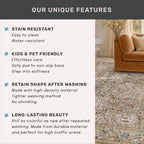 Washable 10x14 Living Room Rug - Moss Green Large Area Rug for Dining Room Under Table, Low Pile Non-Slip Floor Carpet for Bedroom Under Bed - Neutral Taupe Design & Stain Resistance