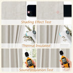 Guken 102 Inches Extra Long Boho 100% Blackout Linen Curtains 2 Panels Set for Living Room Bedroom Back Tab Thermal Insulated Black Out High End Drapes Room Darkening Window Curtain