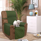 U-NICE HOME Recliner Chair Covers Reversible Chair Cover Pet Covers for Dogs with Elastic Straps Water Resistant Diamond Quilted (28''Recliner Oversized, Huntergreen/Sage)
