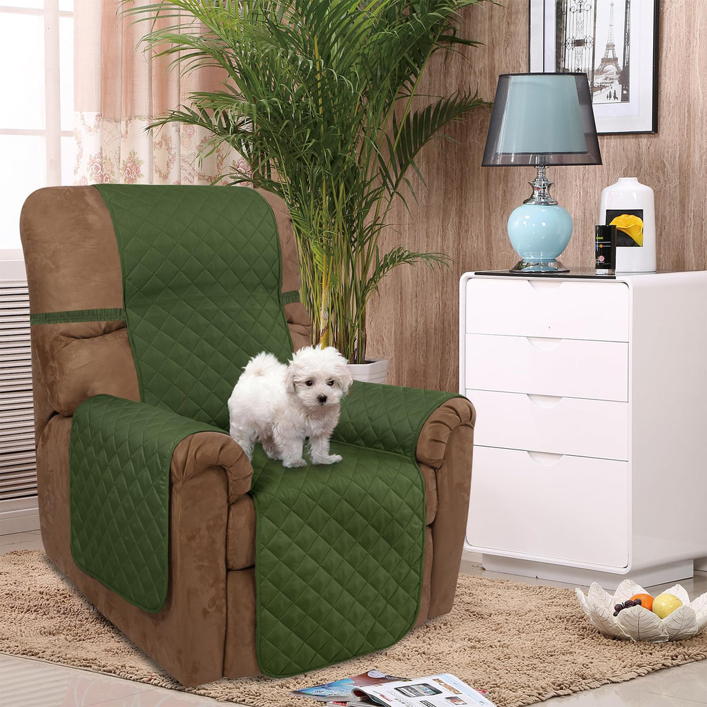 U-NICE HOME Reversible 23''Recliner Small Chair Cover, Huntergreen/Sage
