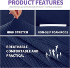 ZNSAYOTX Super Stretch Loveseat Covers (57"-70"), New Striped Love Seat Slipcover, Dogs Pet Friendly Anti-Slip Couch Protector Spandex Durable 2 Seater Fabric Sofa Cover (Navy Blue, Loveseat)
