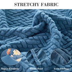 Disayu Sofa Covers Couch Covers for Sofa Pet Friendly Couch Cushion Covers Universal Sofa Covers Washable Stretch Slipcovers for Sectional Sofa (Texture Blue, 2 Seats + Chaise Cover)