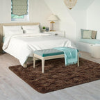 Goideal Fluffy Rug for Bedroom Living Room, 3x5 Brown Area Rugs, Faux Fur Shag Modern Carpet Ultra Soft Girls Boys Room Home Decor, Solid