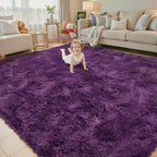 4x6 Area Rugs for Bedroom, Grape Purple Soft Fluffy Shag Bedside Rugs
