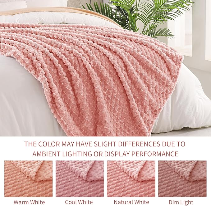 Exclusivo Mezcla Fleece Twin Blanket for Bed, Extra Large Fuzzy Dusty Pink Bed Blankets, Soft Cozy Plush Sofa Throws for All Seasons, 90x66 Inches
