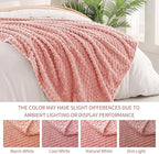 Exclusivo Mezcla Fleece Throw Blanket for Couch, Extra Large Fuzzy Dusty Pink Bed Blankets, Soft Cozy Plush Sofa Throws for All Seasons, 50x70 Inches