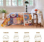 MSGKV Boho Throw Blanket for Couch 50"x60" 100% Cotton Blanket Spring Breathable Lightweight Blankets for Sofa Home Decor Muslin All Seasons
