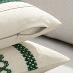 MIULEE Set of 2 Dark Green Boho Decorative Lumbar Pillow Covers 12x20 Inch