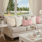 decorUhome Pink Bow Pillow Covers Set of 2 Coquette Aesthetic Cute Preppy Plush Faux Pillowcases for Girly Bedroom or Couch 20x20 Inch