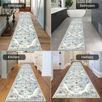 HEBE Hallway Runner Rug 2'8''x12' Washable Vintage Distressed Area Rugs Non Slip Laundry Rug Runner Boho Floor Carpet Runners for Hallways Entryway Laundry Room Kitchen Bathroom