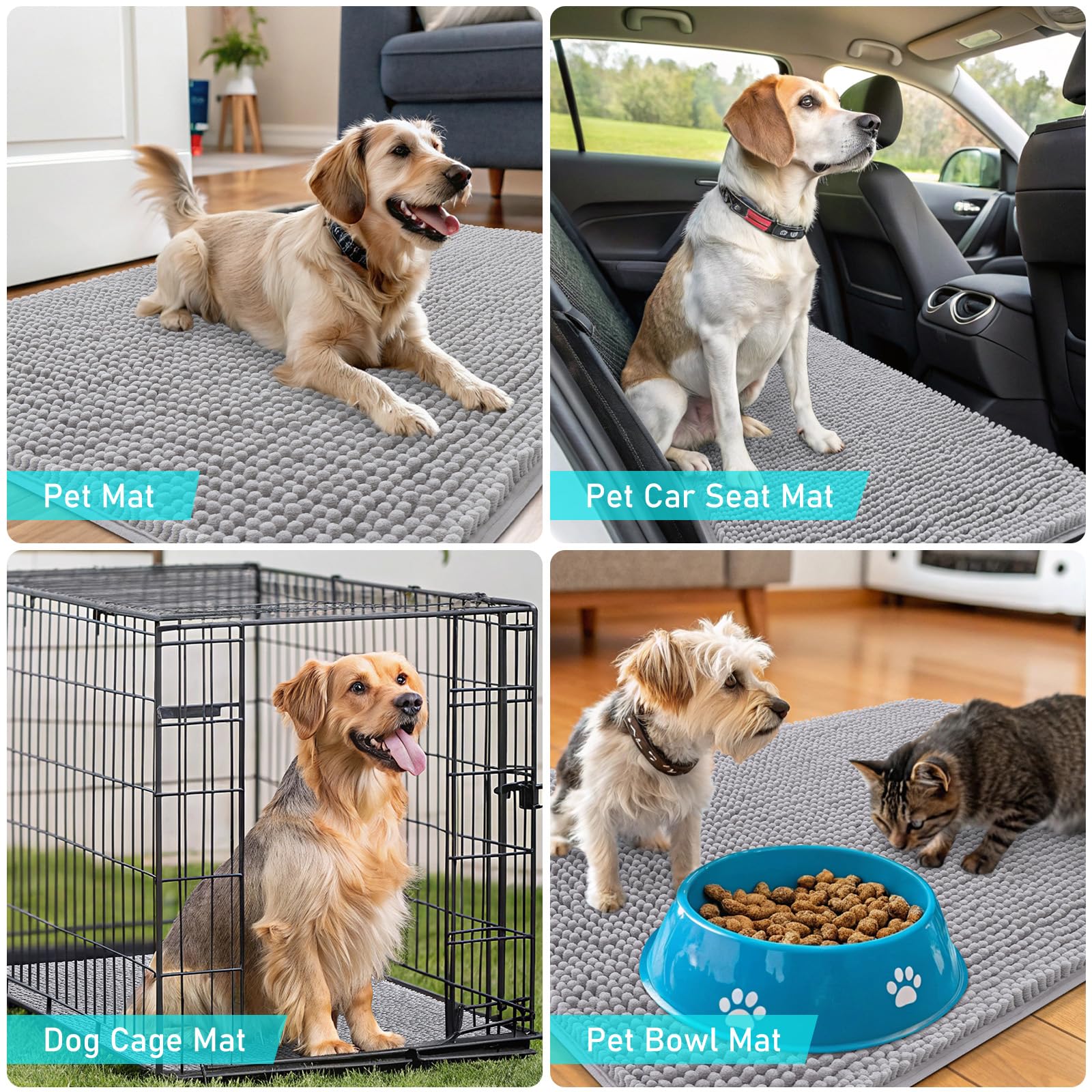 OLANLY Dog Door Mat for Muddy Paws 36x24, Super Absorbent Chenille Mud Mat