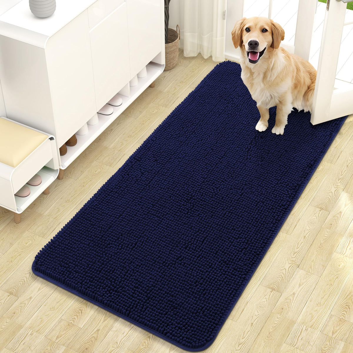 OLANLY Dog Door Mat for Muddy Paws 47x24, Super Absorbent Chenille Mud Mat
