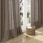 Dark Taupe Linen Curtains 96 Inches Long for Living Room Rod Back Tab Vintage Rustic Farmhouse Light Filtering Curtain Burlap Textured Linen Drapes 96 Inch Length for Dinning Room Bedroom 52x96 8FT