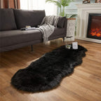 EasyJoy Ultra Soft Fluffy Shaggy Area Rug Faux Fur Rug Chair Cover Seat Pad Fuzzy Area Rug for Bedroom Floor Sofa Living Room (2 x 6 ft Sheepskin, Black)
