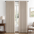 MIULEE 100% Blackout Linen Curtains for Bedroom 42 x 63 Inch Taupe 2 Panels