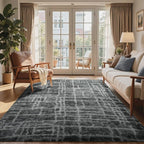 6x9 Ft Large Shag Rugs for Living Room Decor, Tie-Dyed Ultra Soft Fluffy Furry Area Rugs for Bedroom Indoor Floor, Aesthetic Carpet for Kids Home (Grey)