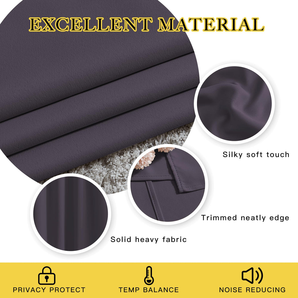 NICETOWN Room Darkening Grommet Panels - (52 inches Width, Greyish Purple, 2 Panels) Baby Room Window Curtains 108 inches Long, Privacy Draperies