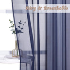 NICETOWN Sheer Curtains for Living - Long Voile Window Drapes Panels 84" for Patio/Boy Room/Master Bedroom/Sliding Door (54" W, Dark Blue, Set of 2)