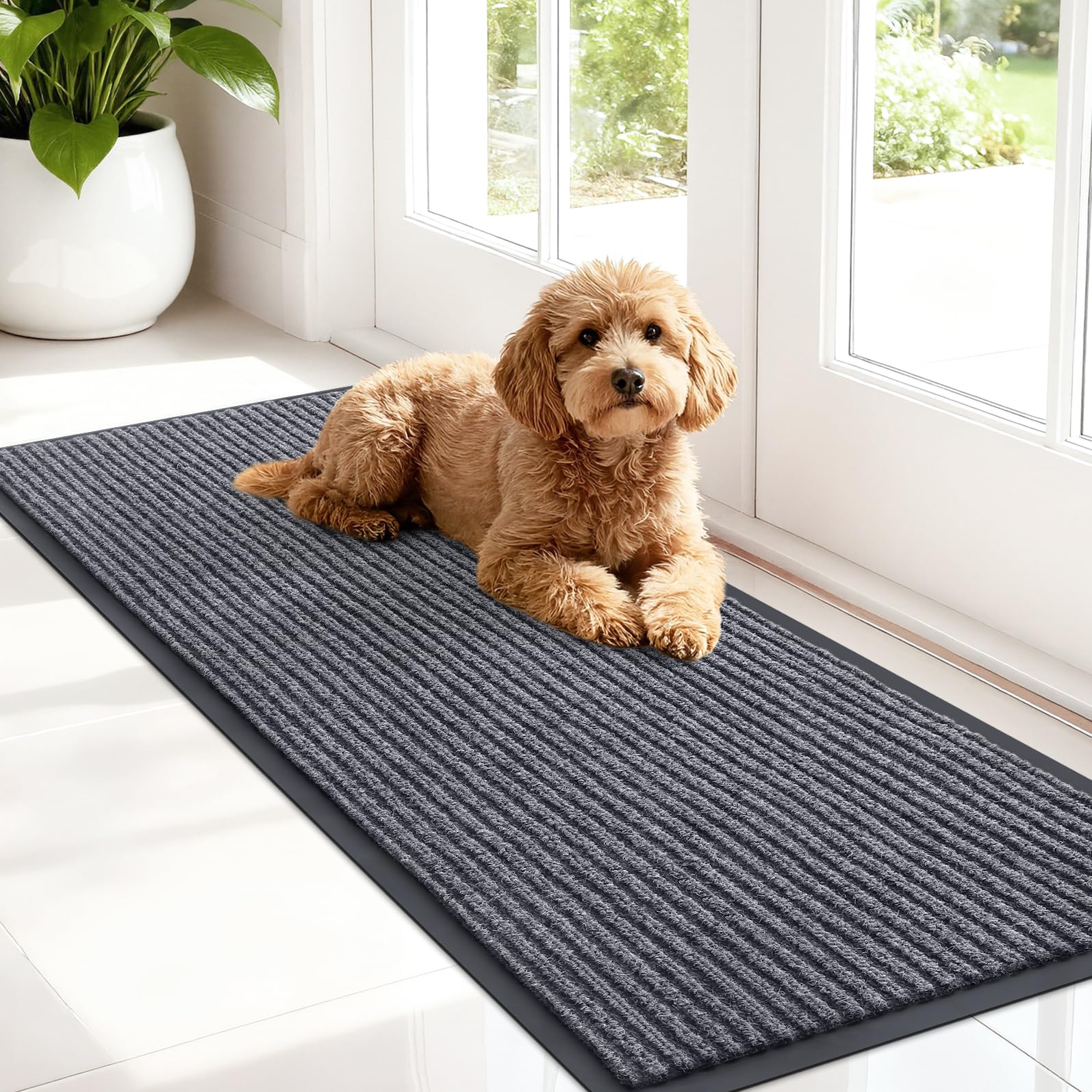 OLANLY Front Door Mat 47x17, Waterproof Heavy-Duty Indoor Outdoor Doormat