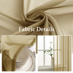 MIULEE Dark Gold Sheer Curtains for Living Room 54X63 Inch 2 Panels