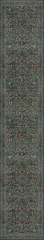 Dark Green Washable 3x16 Extra Long Runner Rug for Hallway Non Slip, Large Kitchen Indoor Floor Rugs for Entryway Hall Way, Soft Stain Resistant Low Pile Vintage Floral Carpet