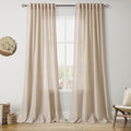 Grey Flax Linen Curtains for Living Room 120 Inches Long Light Filtering Mordern Boho Sheer Curtains Back Tab and Rod Pocket Extra Long Floor to Ceiling Curtain for Bedroom Office 52x120, 2 Panels
