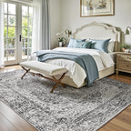 Lofus 5x7 Area Rugs for Living Room, Washable Area Rug, Rugs for Bedroom, Kitchen, Vintage Boho Carpet, Soft Non-Slip, Low Pile Large Area Rug for Office Dining Room, Vintage Dark Grey