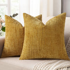 decorUhome Textured Chenille Throw Pillow Covers 20x20 Set of 2 Pink