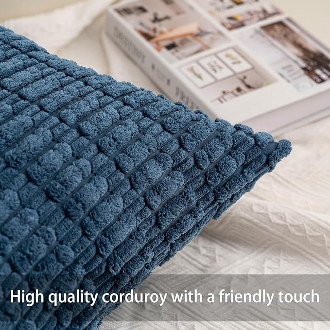 Aegero Pack of 2 Corduroy Decorative Throw Pillow Covers 12x24 Inch, Teal