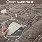 TAOCOCO 100% Waterproof Recliner Sofa Cover, Non Slip Split Couch Covers for Reclining Couches with Elastic Straps, Washable Reclining Sofa Cover Furniture Protector for Kids Pets(3 Seater, Taupe)