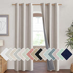 NICETOWN Brich Vintage Open Linen Weave Flax Thermal Curtains, 100% Blackout Curtains 90" Long for Dining Room, Soundproof Window Treatment Drapes for Hall Room, 42" Wide Per Panel, Set of 2