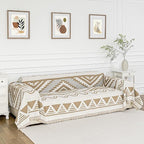 MYSKY HOME Boho Couch Cover for Dogs Washable Khaki Rhombic Couch Sofa Protector for Loveseat Sofa with Pets Friendly Chenille Geometric Sofa Covers Soft Durable Farmhouse Sofa Slipcovers, 71" X102"