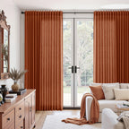 Nanspring Extra Wide Linen Curtains for Living Room 90 Inches Long Terracotta Light Filtering Semi Sheer Boho Farmhouse Curtain for Bedroom Office Luxury Back Tab and Rod Pocket 100x90, 2 Panels