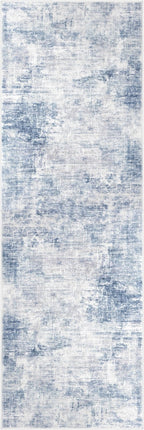 IOHOUZE Abstract Runner Rug 2x6 Ft Washable Runners for Hallways, Non Slip Kitchen Runner Printed Faux Wool Entryway Runner Indoor, Modern Abstract Floor Carpet for Hall Bedroom, Light Blue Grey