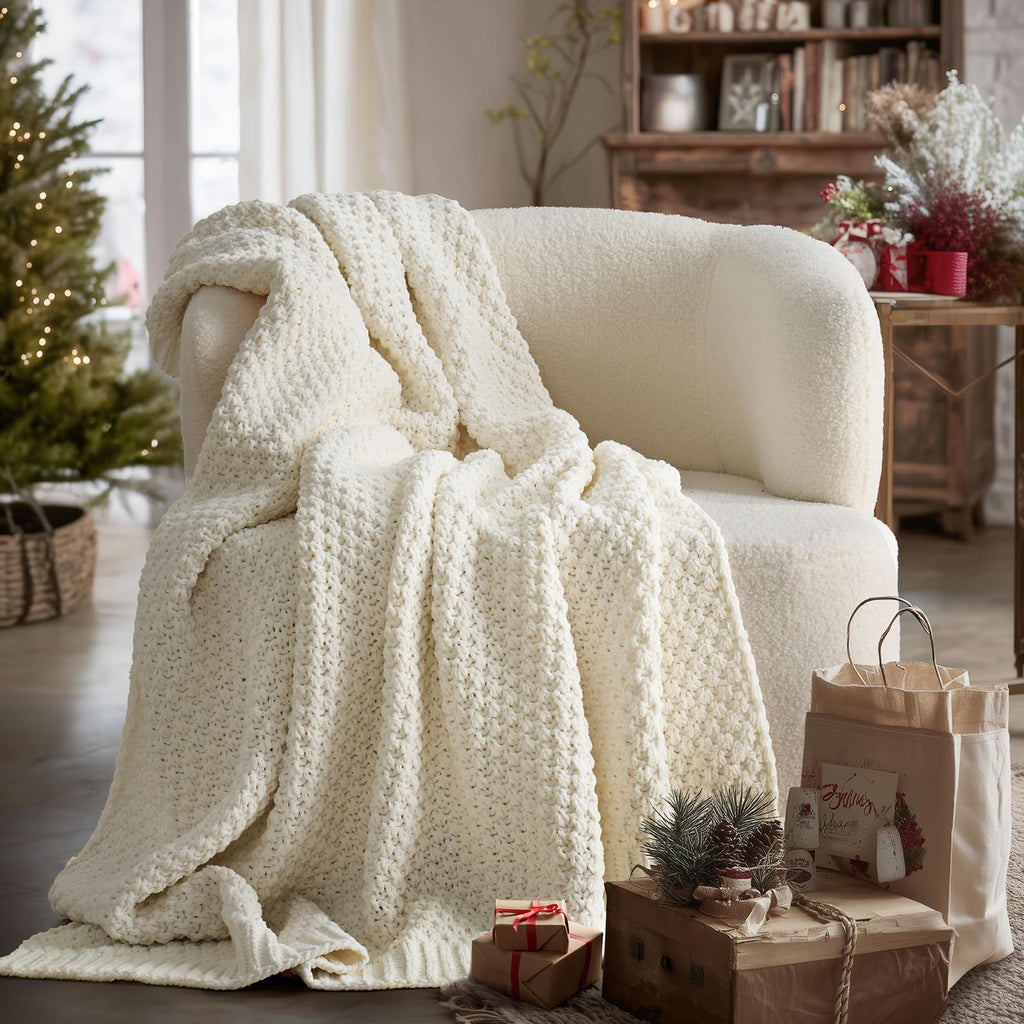 EVERGRACEHOME Chunky Chenille Knit Throw Blanket, 60 x 80, Terracotta Clay