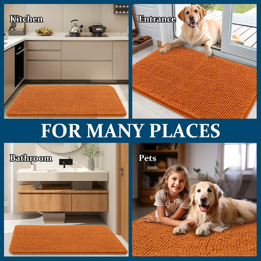 OLANLY Dog Door Mat for Muddy Paws 59x32, Super Absorbent Chenille Mud Mat