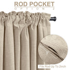 Linen Textured Total Blackout Curtains for Bedroom 63 Inches Long, Oatmeal