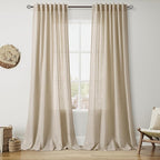 Taupe Burlywood Linen Curtains for Living Room 94 Inches Long Light Filtering Semi Sheer Curtain Back Tab Rustic Luxury Neutral Modern Farmhouse Decor Drapes for Bedroom Dinner Room 52x94, 2 Panels