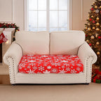 Smiry Printed Couch Cushion Covers, Stretch Soft Couch Covers for Sofa, Washable Non-Slip Sofa Slipcover Furniture Protector for Indoor and Outdoor (Medium,Red with White)