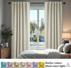 Deconovo Blackout Curtains, Thermal Insulated, W38 x L63 2 Panels, Back Tab, Machine Washable, Room-Darkening Drapes for Bedroom/Living Room Light Beige