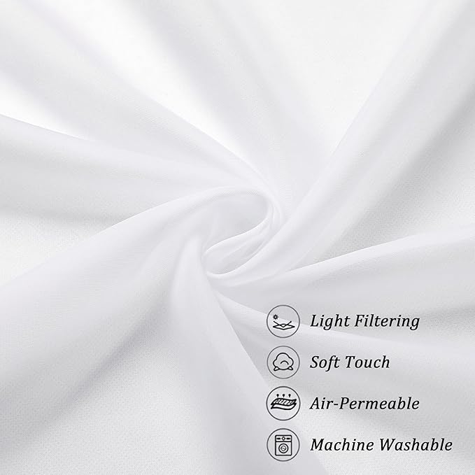 Chyhomenyc Sheer White Tier Curtains 24 Inch Length Set, Small Window Curtains Treatment for Bathroom/Living Room/Cafe/Basement, Short Voile Curtain Tiers 42in x 24in, Rod Pocket, 2 PCS