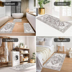 HEBE Boho Kitchen Rug Sets 3 Piece with Runner Non Slip Kitchen Rugs and Mats Washable Kitchen Mats for Floor Thick Kitchen Floor Mat Carpet Runner Rugs for Hallway Laundry Holiday Decor