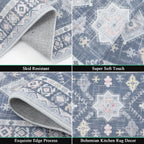HEBE Boho Kitchen Rugs Set of 3, Non Slip Washable Kitchen Mats for Floor