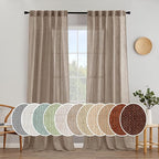 MIULEE Taupe Linen Curtains 108 Inches Long for Bedroom Living Room, Soft Thick Linen Textured Window Drapes Semi Sheer Light Filtering Rod Pocket Back Tab Burlap Look Farmhouse Decor, 2 Panels