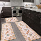 HEBE Boho Kitchen Rug Sets 3 Piece with Runner Non Slip Kitchen Rugs and Mats Washable Kitchen Mats for Floor Thick Kitchen Floor Mat Carpet Runner Rugs for Hallway Laundry Holiday Decor